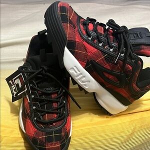 Fila Women Red Plaid Sneakers